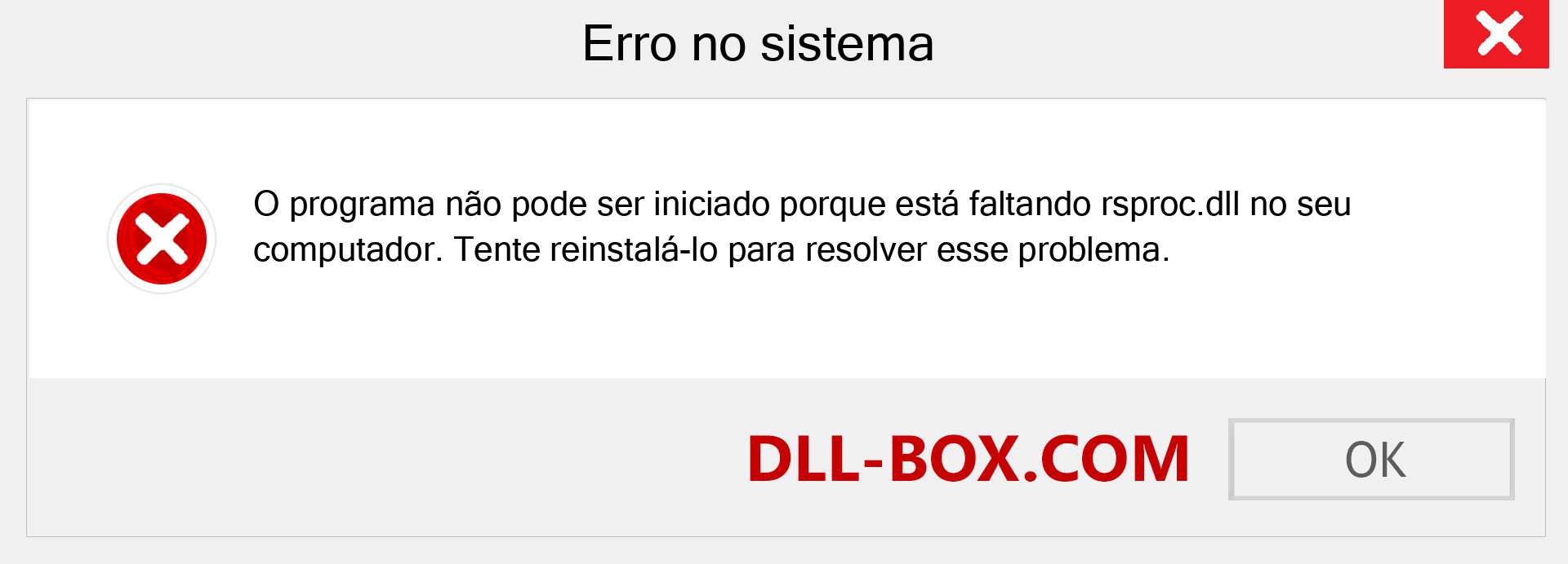 Arquivo rsproc.dll ausente ?. Download para Windows 7, 8, 10 - Correção de erro ausente rsproc dll no Windows, fotos, imagens