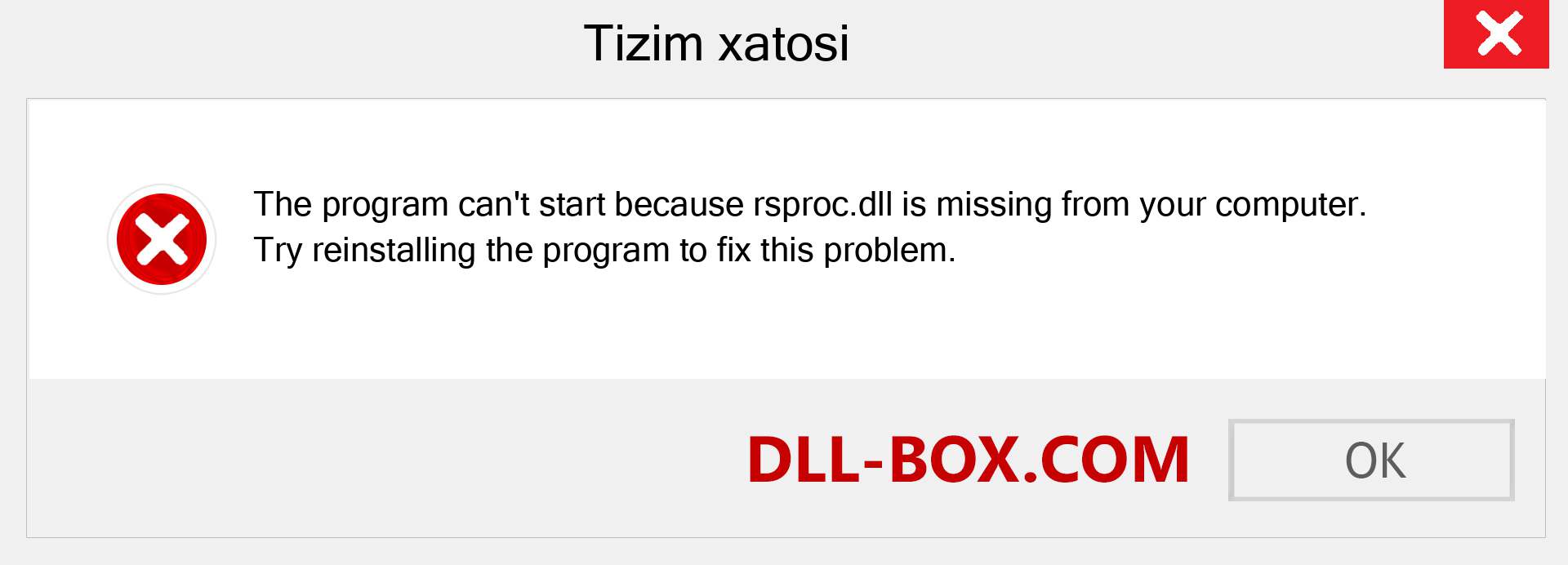 rsproc.dll fayli yo'qolganmi?. Windows 7, 8, 10 uchun yuklab olish - Windowsda rsproc dll etishmayotgan xatoni tuzating, rasmlar, rasmlar